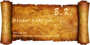 Binder Klára névjegykártya